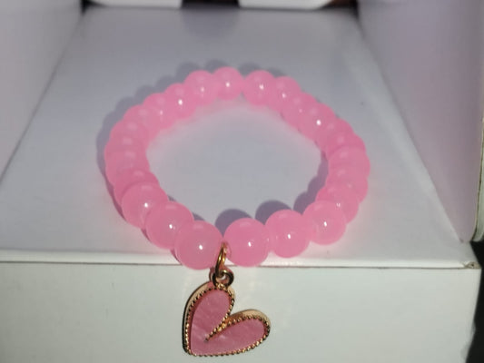 Glass Beads Bracelet with Heart Charm