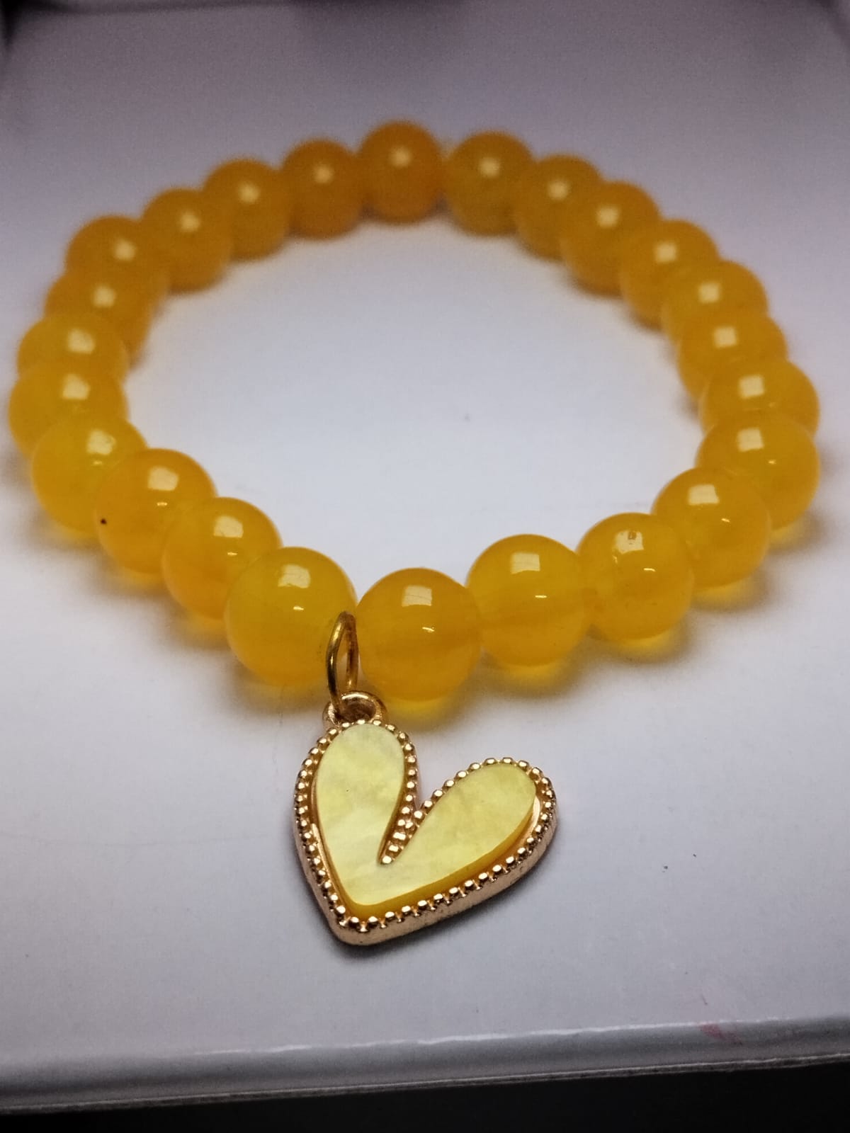 Glass Beads Bracelet with Heart Charm
