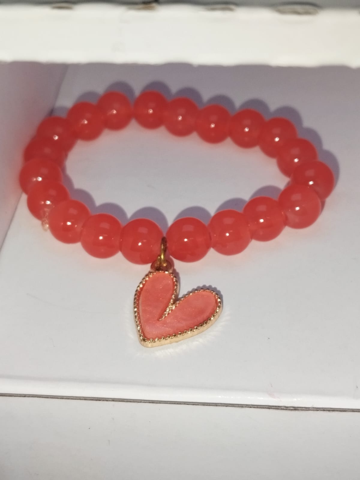 Glass Beads Bracelet with Heart Charm